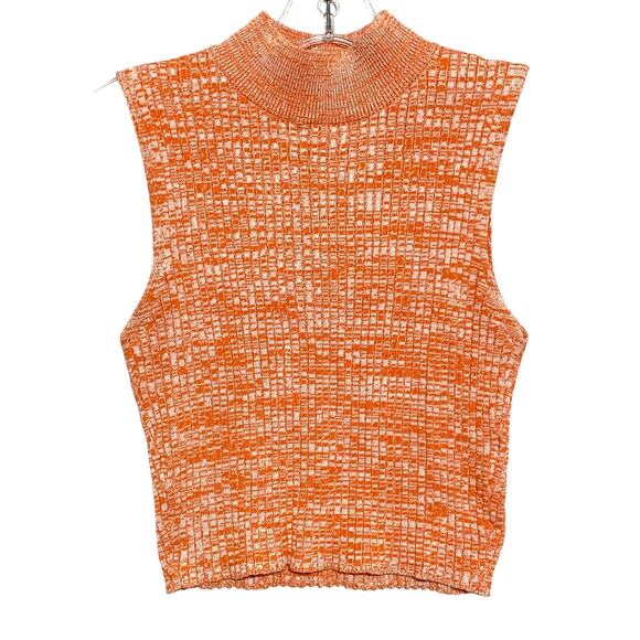 Forever 21 Orange Mock Neck Sleeveless Sweater Vest Womens S Casual Preppy Y2K - Picture 1 of 6